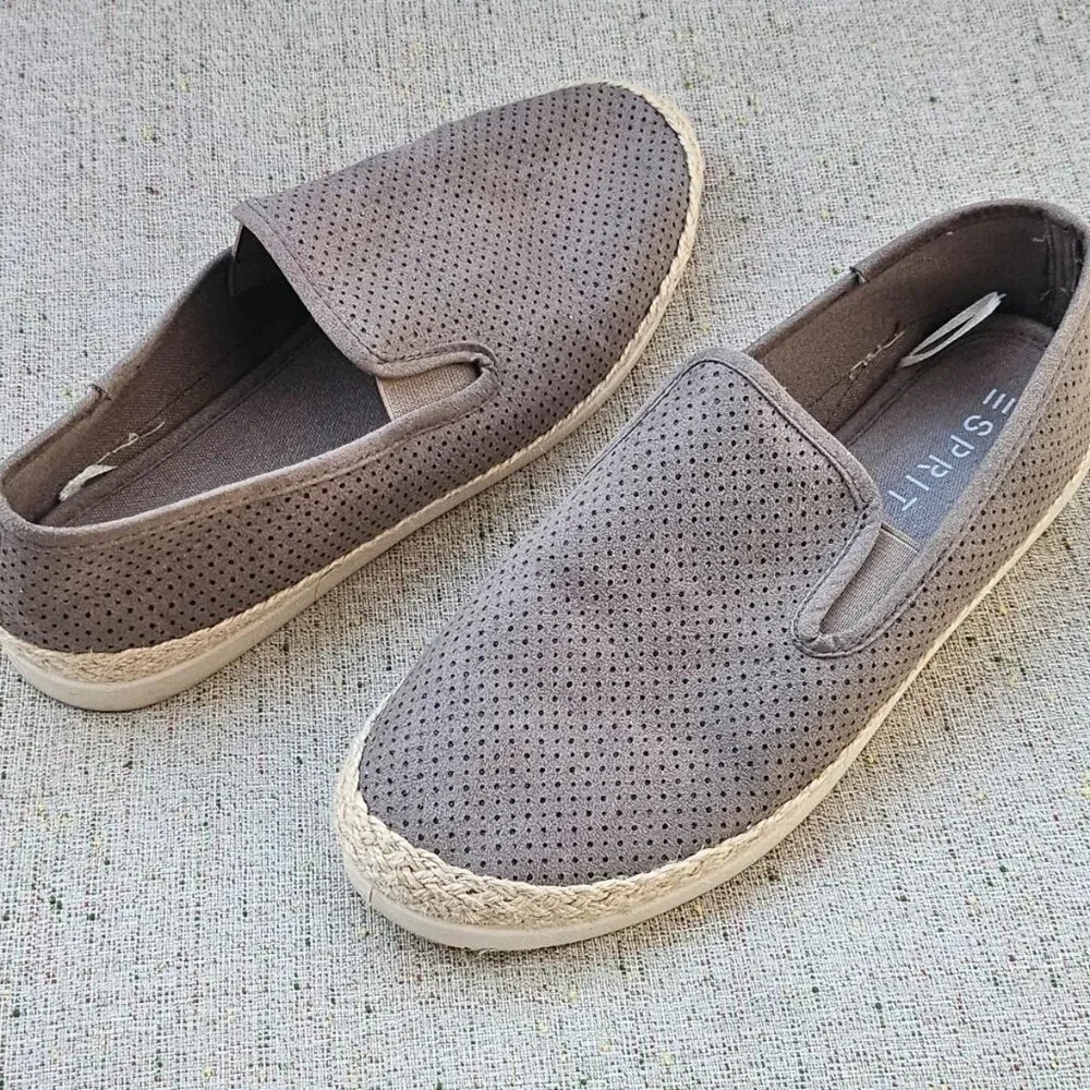 Esprit Women Shoes Espadrille Loafer Slip On Flat Gray Shoes Size 8.5M